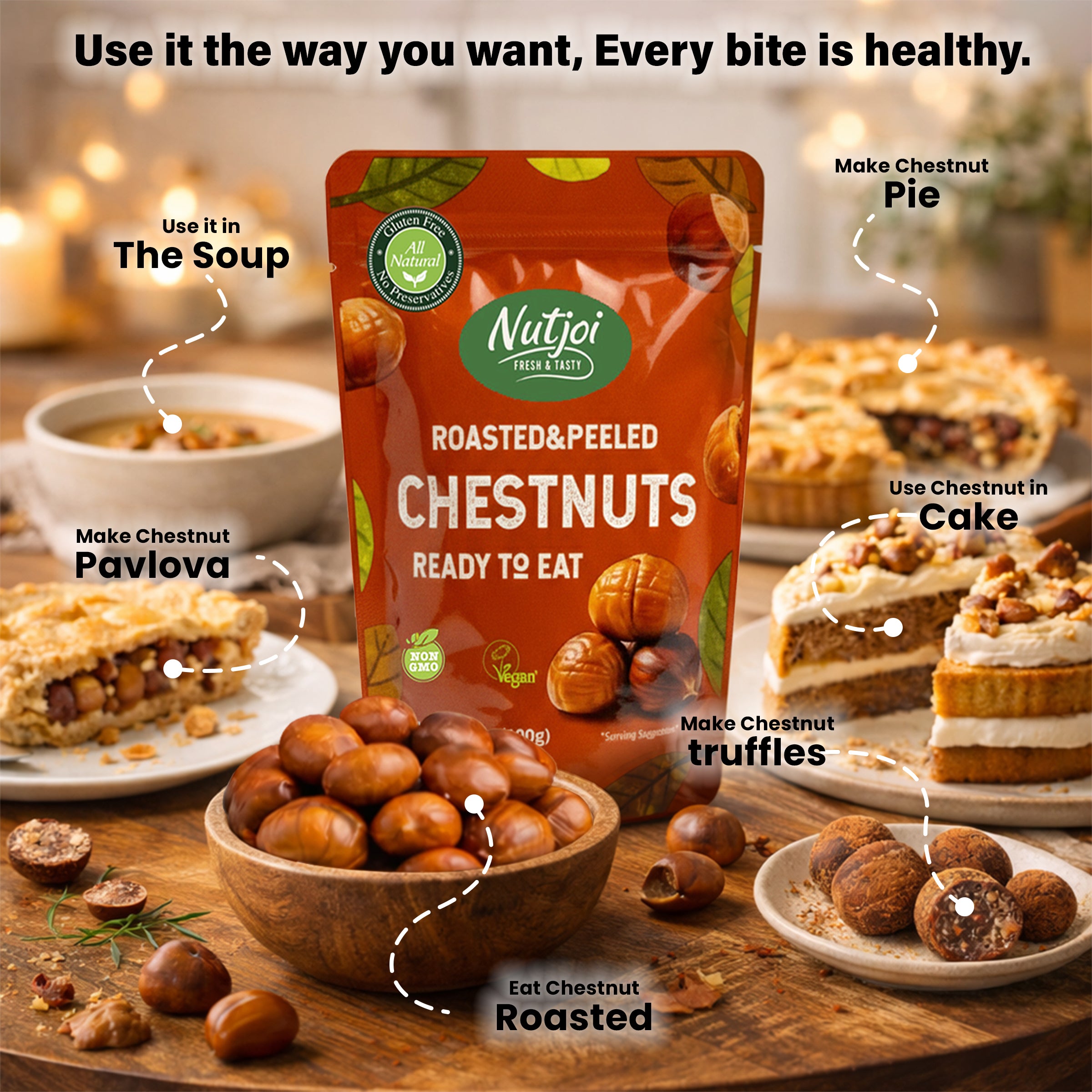 Nutjoi Roasted & Peeled Chestnuts – Ready to Eat (100g)