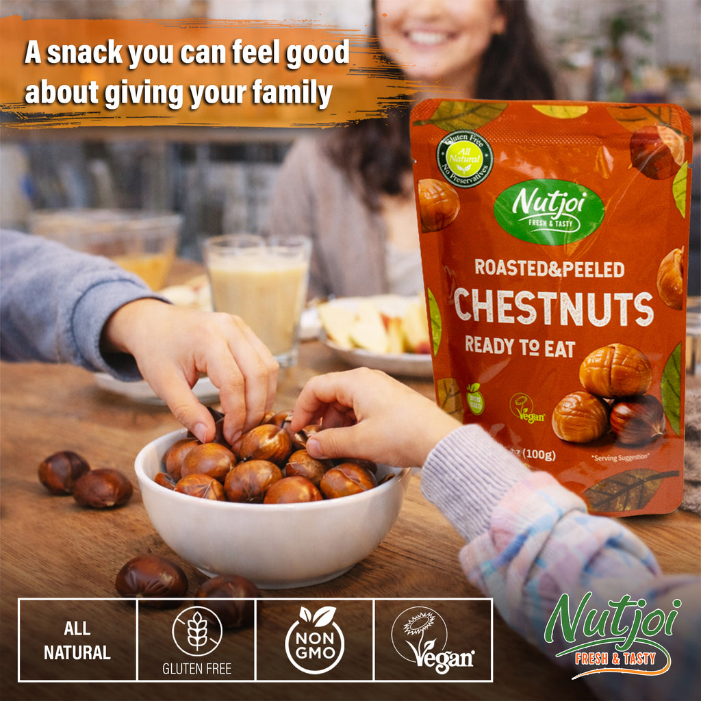 Nutjoi Roasted & Peeled Chestnuts – Ready to Eat (100g)