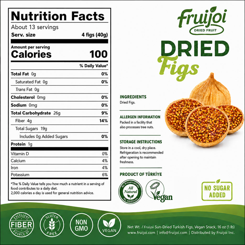 Fruitjoi Dried Figs, Vegan-Gluten Free, 1 lb (454g)